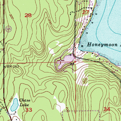 Topographic Map of Honeymoon Lake, WA