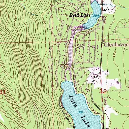Topographic Map of Glenhaven Lakes Dam, WA