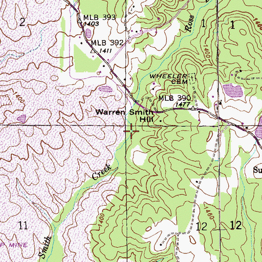 Topographic Map of Ross Branch, AL