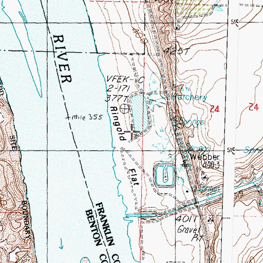 Topographic Map of Ringold Pond Dam, WA