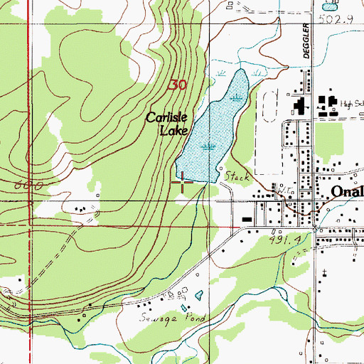 Topographic Map of Carlisle Lake Dam, WA