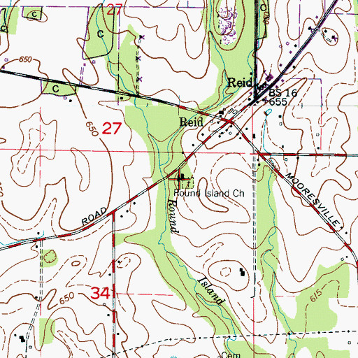 Topographic Map of Round Island Baptist Church, AL