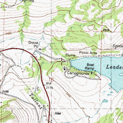 Topographic Map of Leader Lake Dam, WA