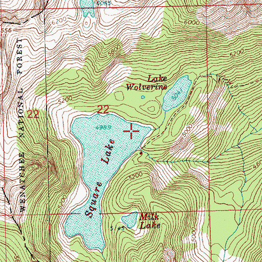 Topographic Map of Square Lake Dam, WA