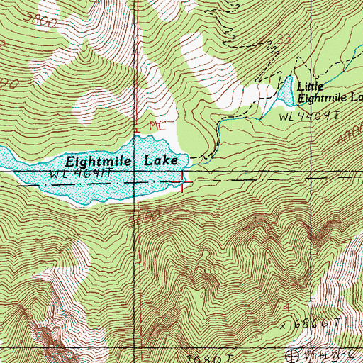 Topographic Map of Eightmile Lake Outlet Dam, WA