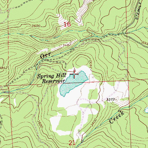 Topographic Map of Spring Hill Dam, WA
