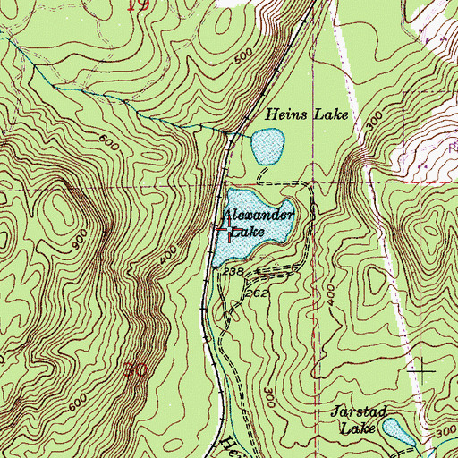 Topographic Map of Heins Lake, WA