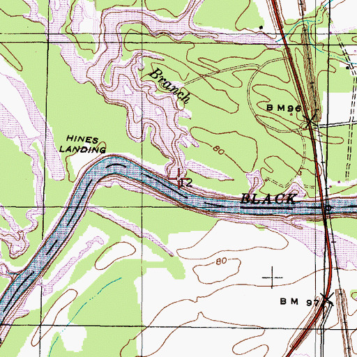 Topographic Map of Runway Branch, AL