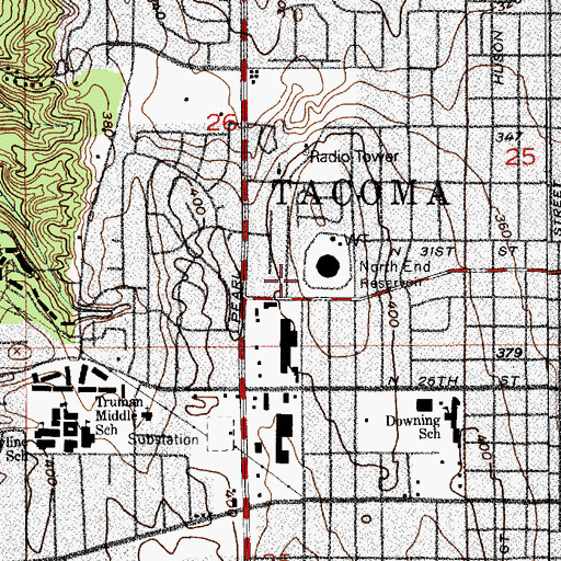 Topographic Map of North End Reservoir Dam, WA
