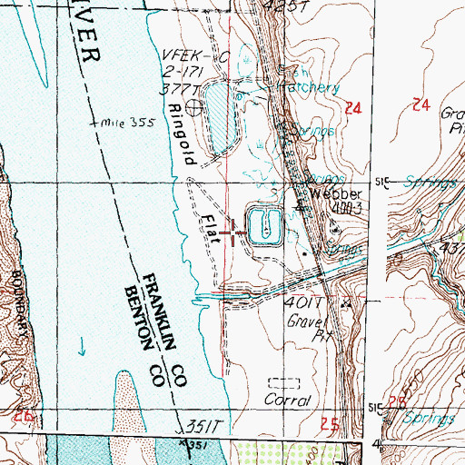Topographic Map of Ringold Springs Fish Pond Dam, WA
