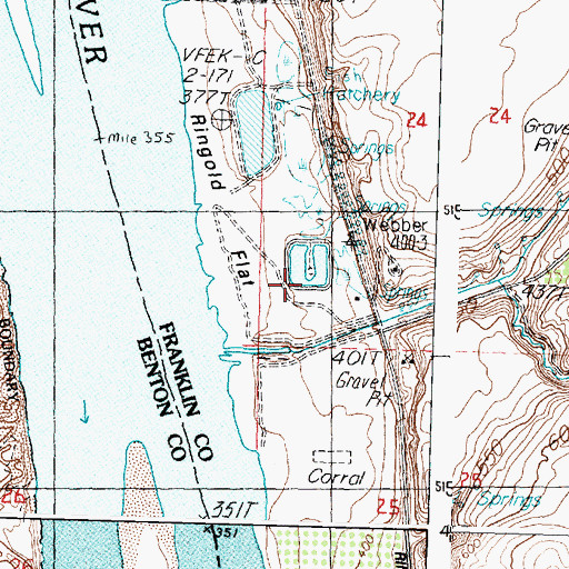 Topographic Map of Ringold Springs Fish Pond, WA