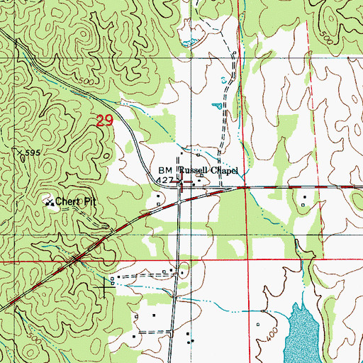 Topographic Map of Russell Chapel Baptist Church, AL