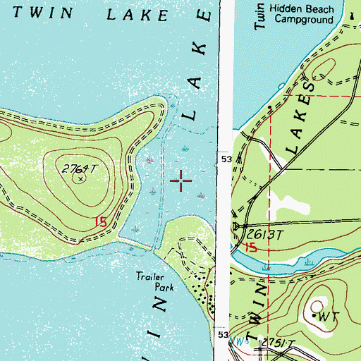 Topographic Map of Twin Lakes Reservoir, WA
