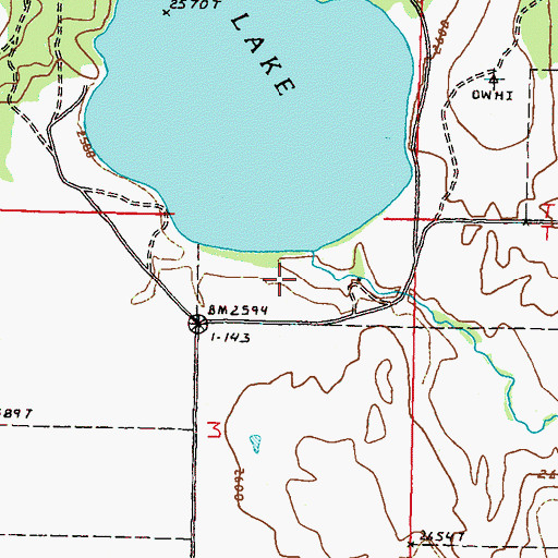 Topographic Map of Owhi Lake Dam, WA