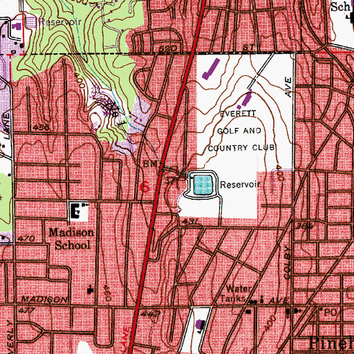 Topographic Map of Everett Reservoir Number Three Dam, WA