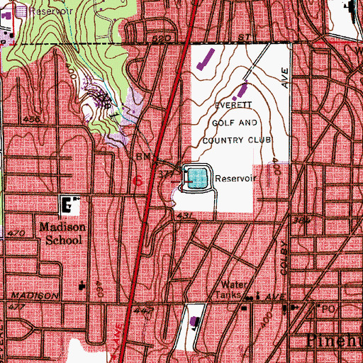 Topographic Map of Reservoir Number Three, WA