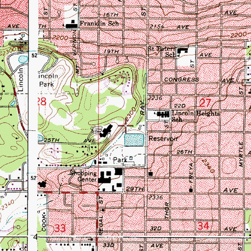 Topographic Map of Lincoln Heights Reservoir Dam, WA