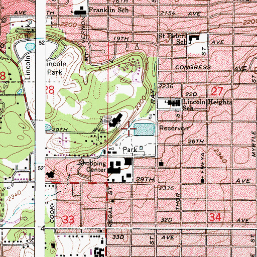 Topographic Map of Lincoln Heights Reservoir, WA