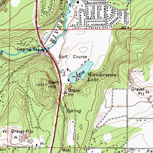Topographic Map of Wandermere Lake Dam, WA