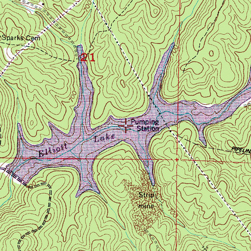 Topographic Map of Russellville Reservoir, AL