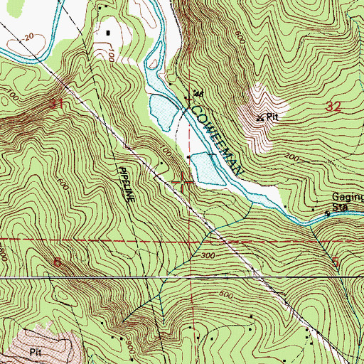 Topographic Map of Coweman Gravel Pit Number One Dam, WA