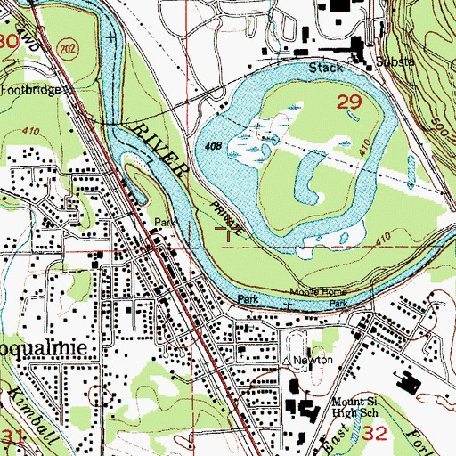 Topographic Map of Snoqualmie Mill Pond, WA