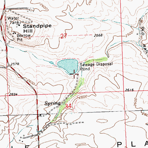 Topographic Map of Waterville Sewage Disposal Pond Dam, WA
