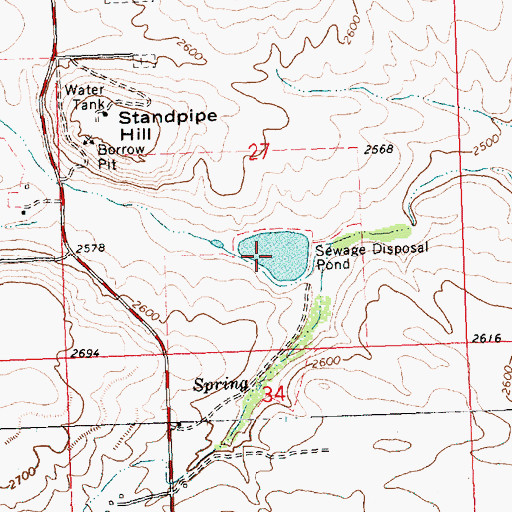 Topographic Map of Waterville Sewage Disposal Pond, WA