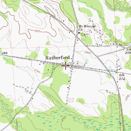 Topographic Map of Rutherford, AL