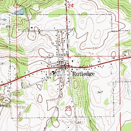 Topographic Map of Rutledge, AL