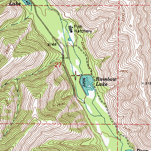 Topographic Map of Rainbow Lake Dam, WA