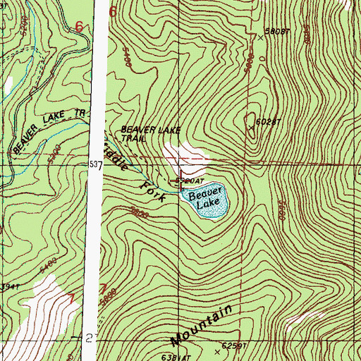 Topographic Map of Beaver Lake Dam, WA
