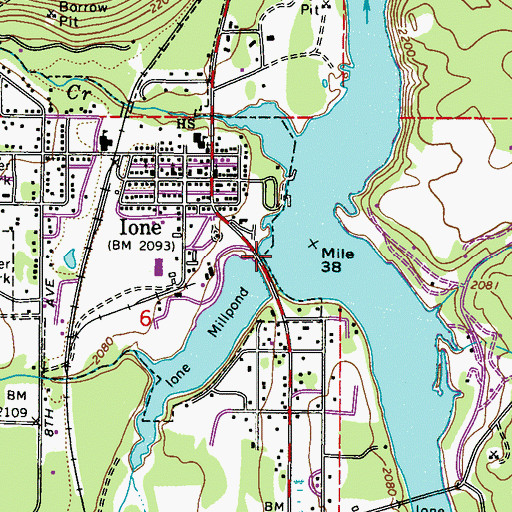 Topographic Map of Ione Mill Pond Dam, WA