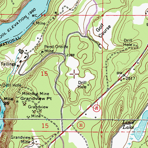 Topographic Map of Pend Oreille Mine Tailings Pond Dam, WA