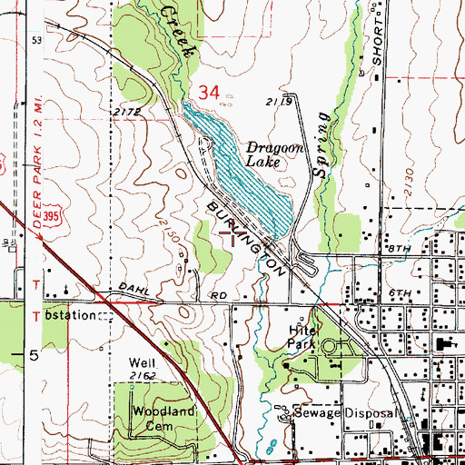 Topographic Map of Dragoon Lake Dam, WA