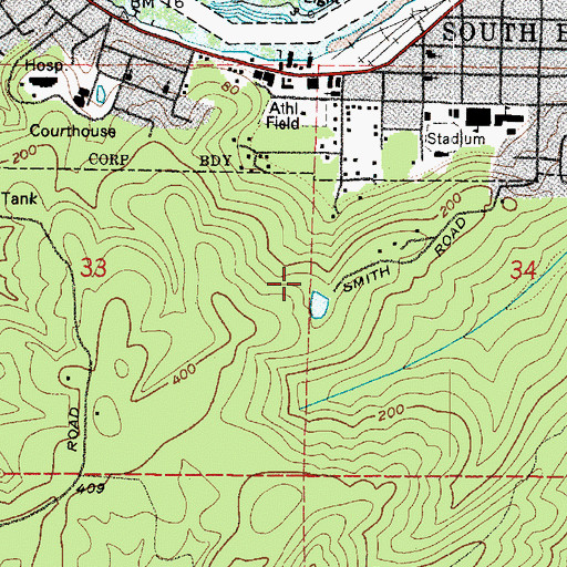 Topographic Map of South Bend City Reservoir Dam, WA