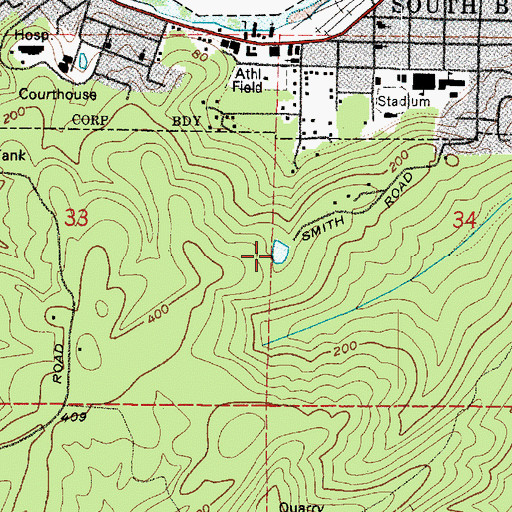 Topographic Map of South Bend City Reservoir, WA
