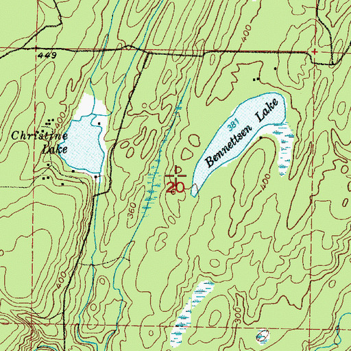 Topographic Map of Bennettsen Lake Dam, WA