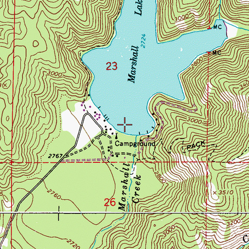 Topographic Map of Marshall Lake Dam, WA