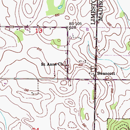 Topographic Map of Saint Andrews Baptist Church, AL