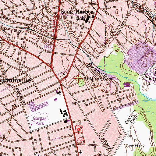 Topographic Map of Saint Austin Cemetery, AL