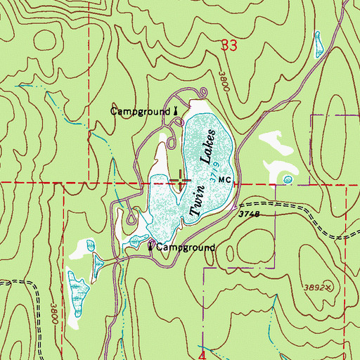 Topographic Map of Little Twin Lakes, WA