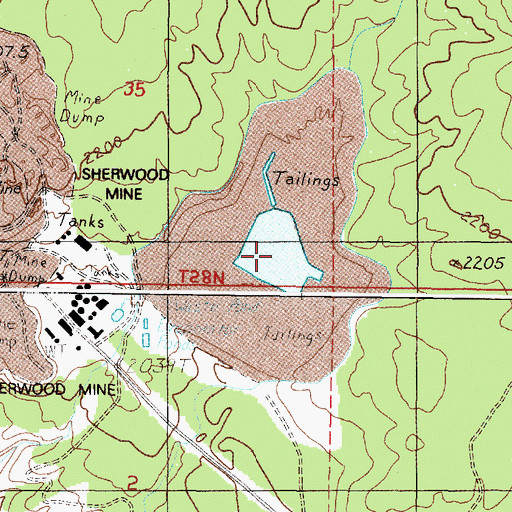 Topographic Map of Sherwood Project Tailings Dam, WA