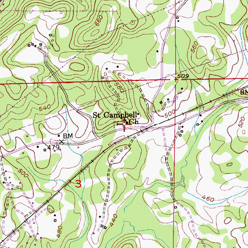 Topographic Map of Saint Campbells Baptist Church, AL