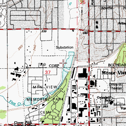 Topographic Map of Flett Creek Holding Basin, WA