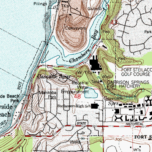 Topographic Map of Boise Cascade Aeration Lagoon Dam, WA