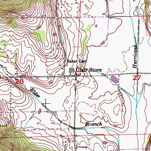 Topographic Map of Saint Clair Store, AL