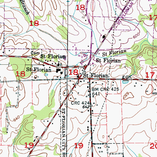 Topographic Map of Saint Florian, AL
