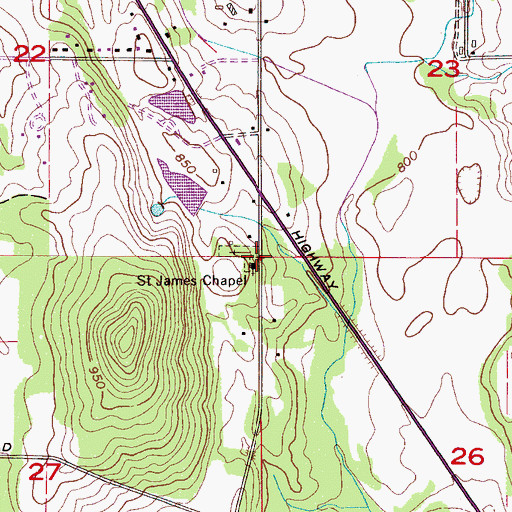 Topographic Map of Saint James Chapel Cumberland Presbyterian Church, AL