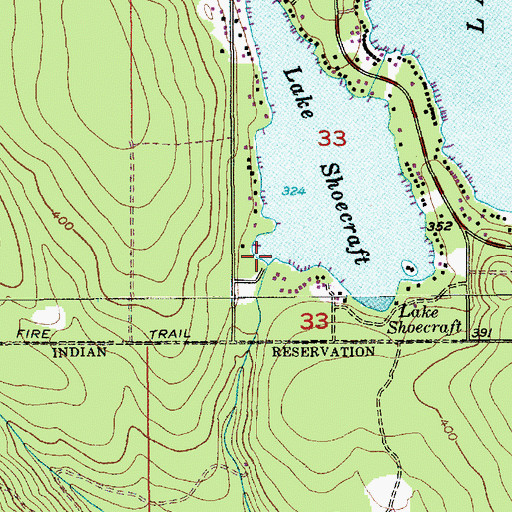 Topographic Map of Lake Shoecraft Outlet Dam, WA